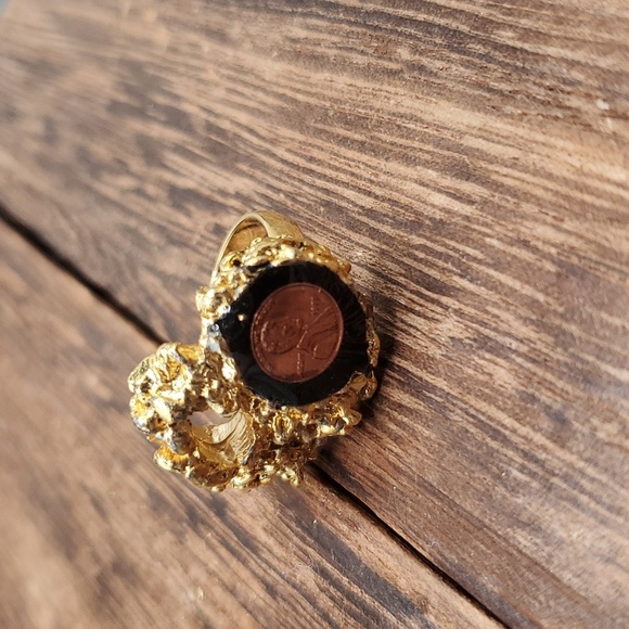 Adjustable penny‎ ring R417 vintage novelty - Picture 1 of 3